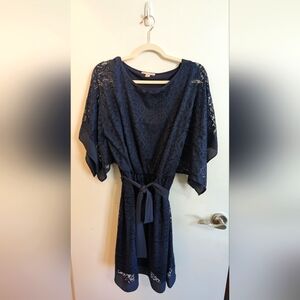 DRESSBARN - Elegant Navy Lace Dress (L)